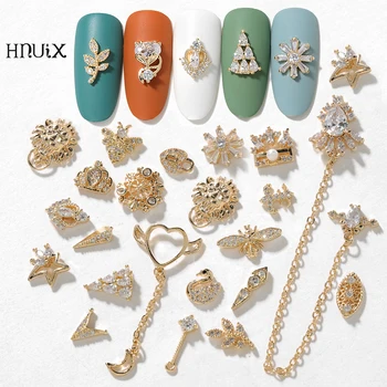 

Latest 2 pieces alloy Zircon Nail art decoration luxury zircon rhinestone tassel / heart / wing nail jewelry high end long nail