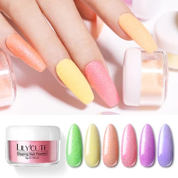 

LILYCUTE 5g Glitter Colorful Nail Pearly Lustre Dipping Nail Powder French Nail Dipping System Natural Dry Nail Art Powder
