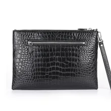 

New Crocodile Leather Briefcase Men's Envelope Bag Zipper Multiple Card Slots Casual Business Leather Wallet Men's Handbag