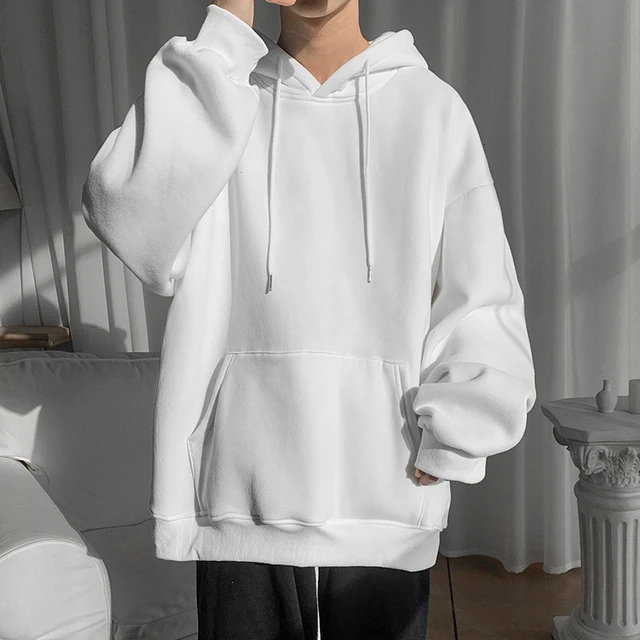 HybSkr-Sudadera básica Harajuku para hombre, suéter informal con capucha de  Color sólido, Jersey holgado de gran tamaño, Tops, 2023 - AliExpress