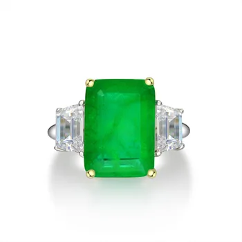 

High Quality Real S925 Green Stone Fine Jewelry Finger Rings Female Fashion Accessories Ring Fashion Jewelry Lovers Women Girl