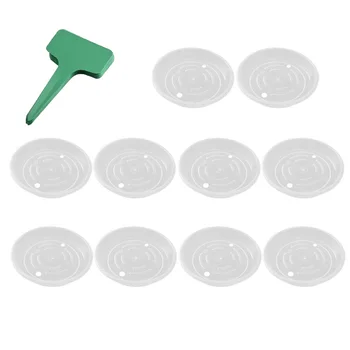 

10pcs 6" Trays Plastic Plant Indoor Transparent Drip Tray Flower Pot Mat + 10 Plant Labels Practical New