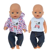 

2021 New Baby New Born Fit 17 inch 43cm Doll Clothes Accessories Cute Jumpers Rompers For Baby Birthday Gift