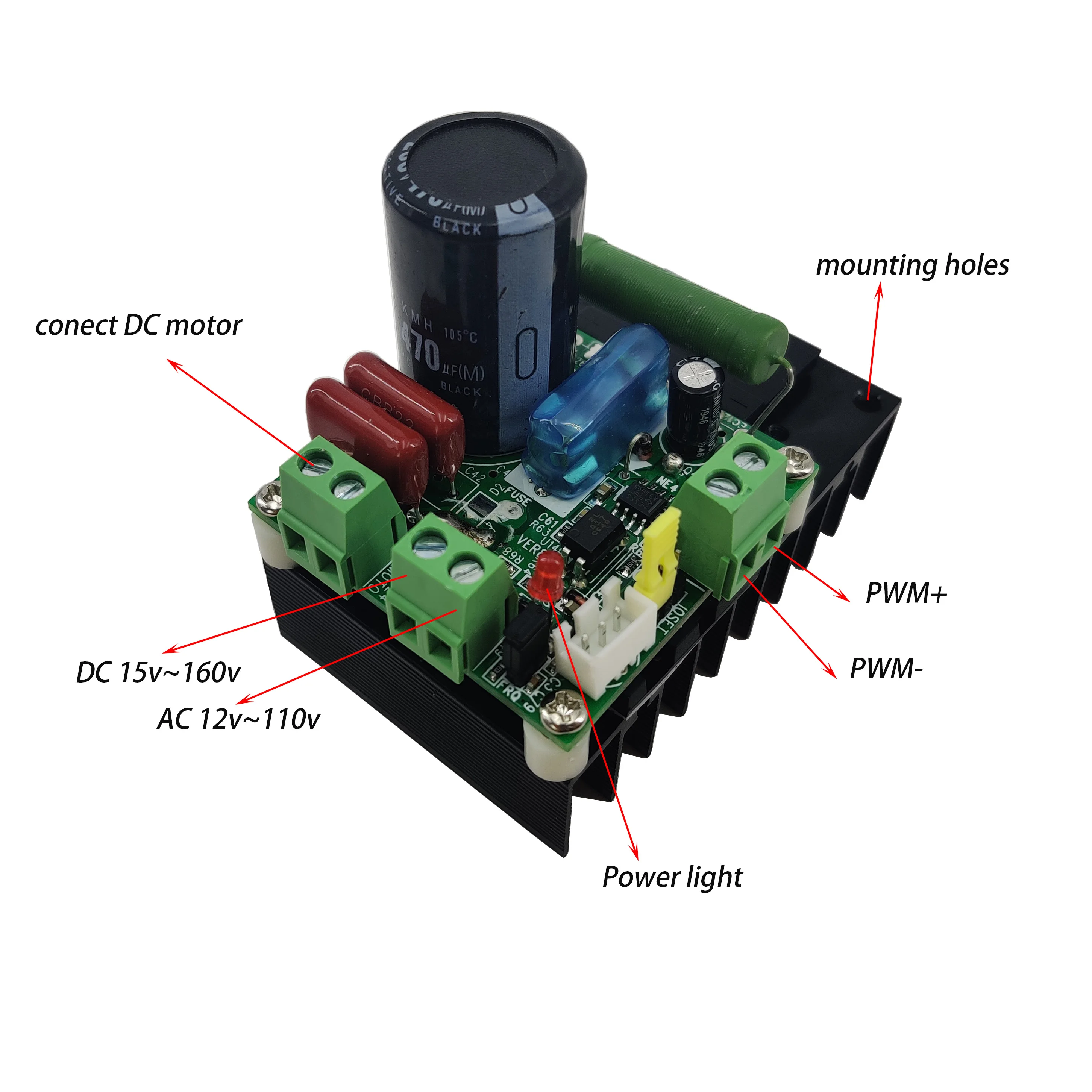 300W DC motor speed controller MACH3 spindle speed regulation 12V 24V 48V 110V PWM regulation