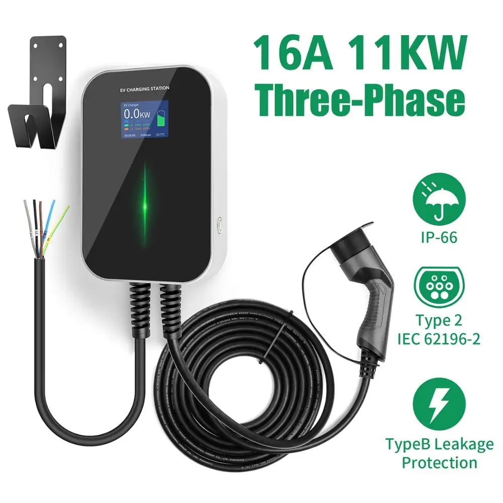 16A 3 фазы EVSE Wallbox 11KW EV Зарядное устройство по созданию электрических транспортных