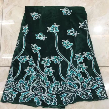 

2020 Purple New Design Velvet With embroidered African French Velvet Lace Fabric High Quality Nigerian Velvet Lace Fabric green