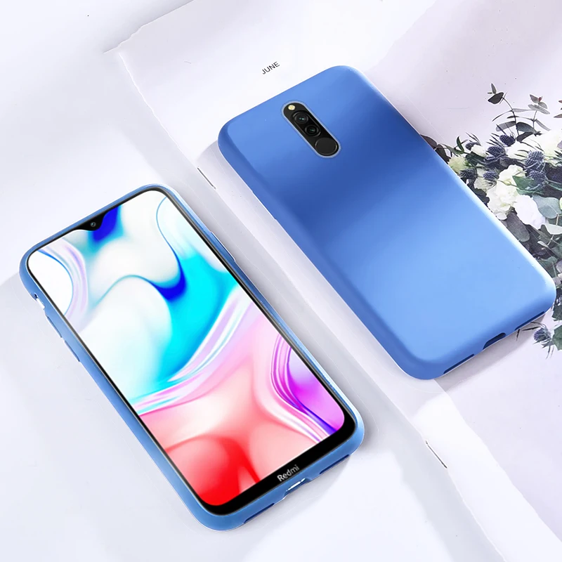 Жидкий силиконовый чехол для Redmi 8, 8A, чехол-бампер, противоударный чехол, мягкий ТПУ чехол для телефона, для Xiaomi Redmi 8, 8A, 8 a, чехол Global - Color: Blue