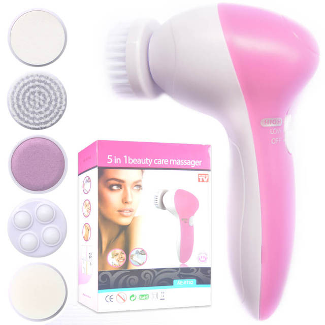 Facial Cleansing Brush Spa Sonic Portable Blackhead Remove Deep Cleaning Bidirectional Rotation With Replacement Heads