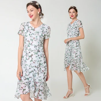 

Simgent 2020 Summer Fashion Women Short Sleeve Ruffle Dress Woman Printing Dresses SG0032615