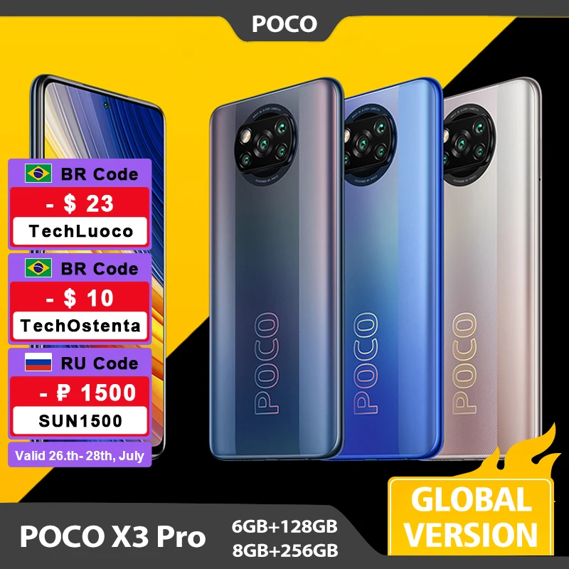 Global Version POCO X3 Pro 6GB 128GB / 8GB 256GB Mobile Phone Snapdragon 860 120Hz DotDisplay 732G 48MP Camera 5160 Battery NFC