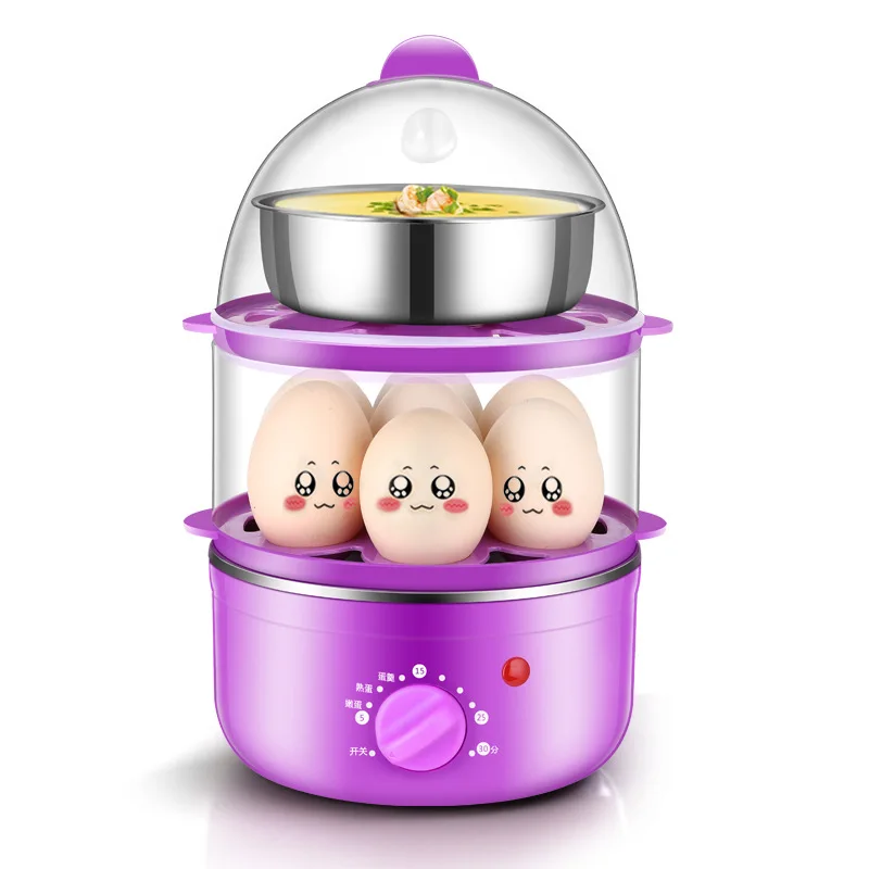 

Sharp Collar Timing Double Layer Egg Boiler Automatic Power-off Mini Egg Steamer Stainless Steel Small Breakfast Machine Multi-f