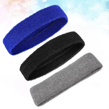 

3 PCS Sweatbands Headbands Sports Headbands Moisture Wicking Athletic Cotton Terry Cloth Sweat Absorbing Hair Bands for Women(Bl
