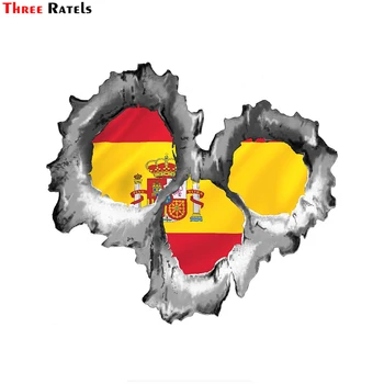 

Three Ratels FC23 Bullet Hole Torn Metal 3 Shots with Scotland Scottish Saltire Flag Car Sticker PVC Decal for Motorcycle