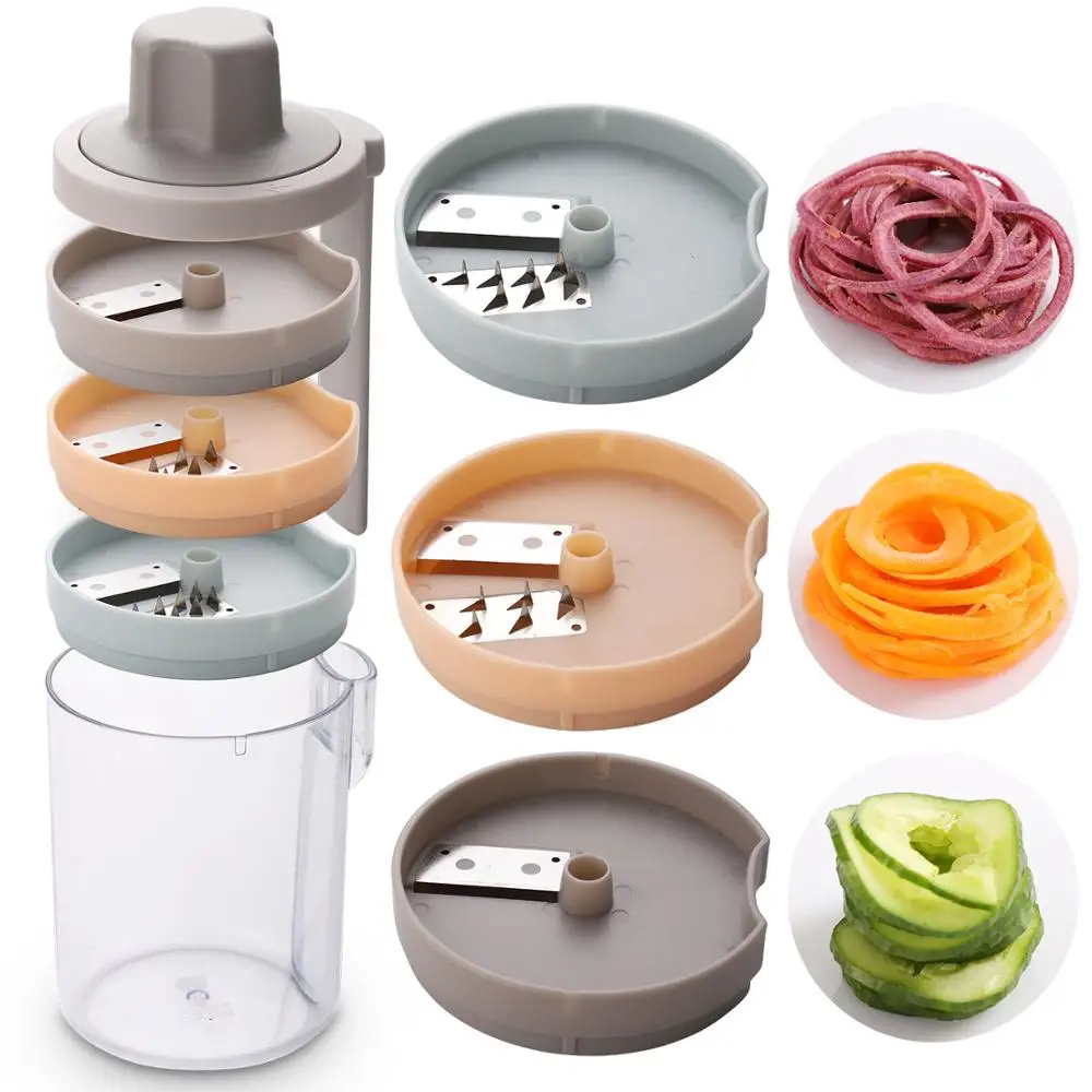 Handheld Spiralizer 3 In 1 Manual Whirling Grater Vegetable Slicer Kitchen Tool Gadget Inteligentes cuisine Outils Accessory HH4