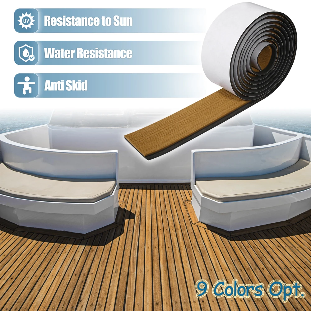 UXCELL 2400x57x6mm EVA Boat Flooring Carpet Decking Sheet Mat Non-Slip Self-Adhesive for Yacht Marine Deck Pad RV Car Trunk
