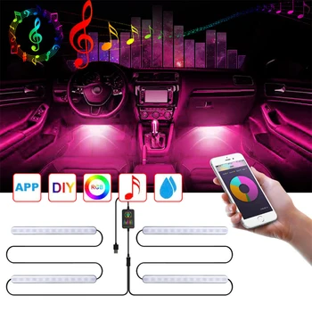 

Voice Controlling Car LED Strip Light 48 LED Inner Car Light Multicolor Music Car Lighting Kits