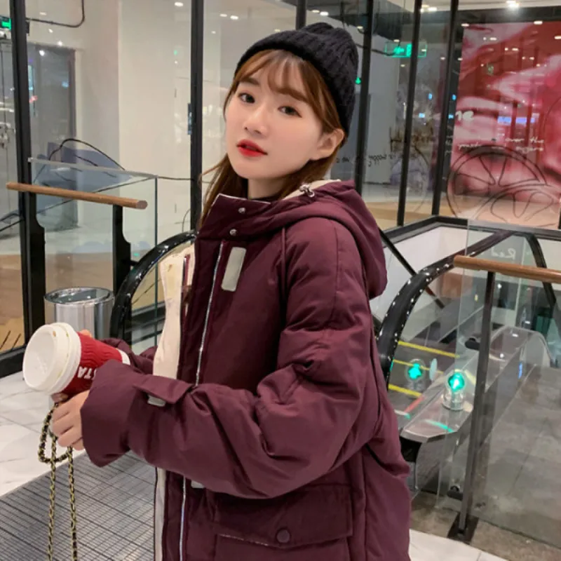 

2019 Autumn And Winter New Style Casual down Jacket Cotton-padded Clothes Women's Korean-style Workwear Coat Hooded Cotton-padde