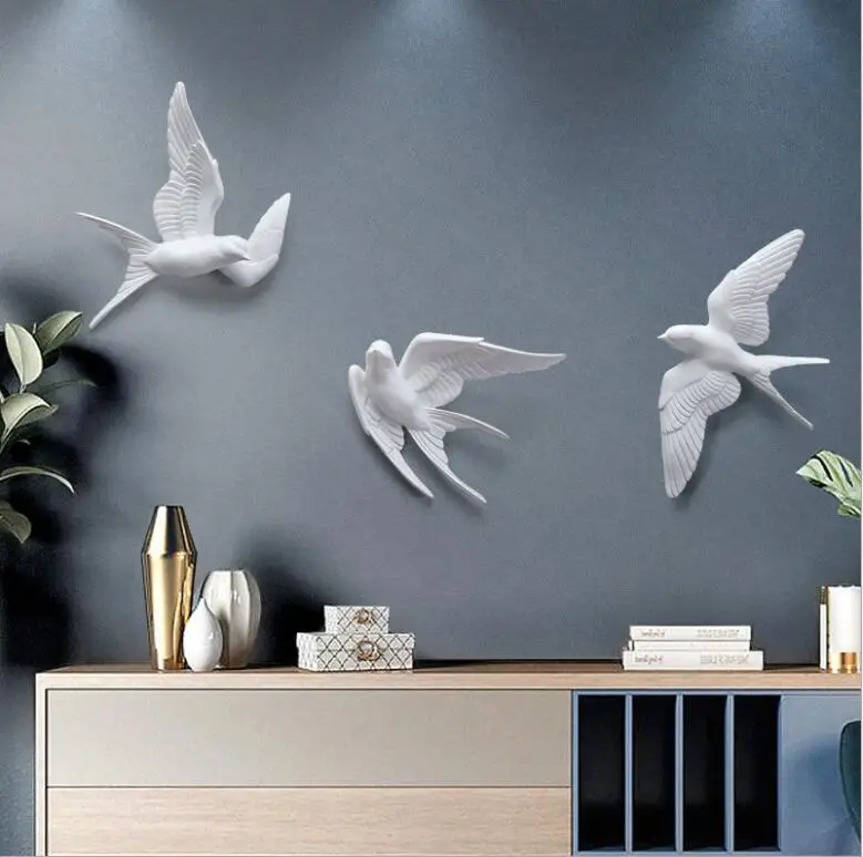 

Nordic Resin Swallow Birds Wall Mural Crafts Home Livingroom Wall Hanging Decoration Porch Lobby Store Wall Sticker Ornaments
