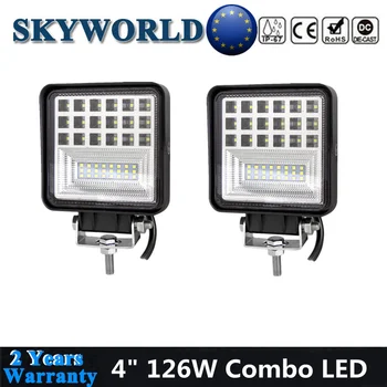 

SKYWORLD 4inch LED Light Bar/Work Light 126W Combo Beam Offroad For Car Tractor SUV Truck 4x4 Driving Fog Lamp 12-24V Waterproof
