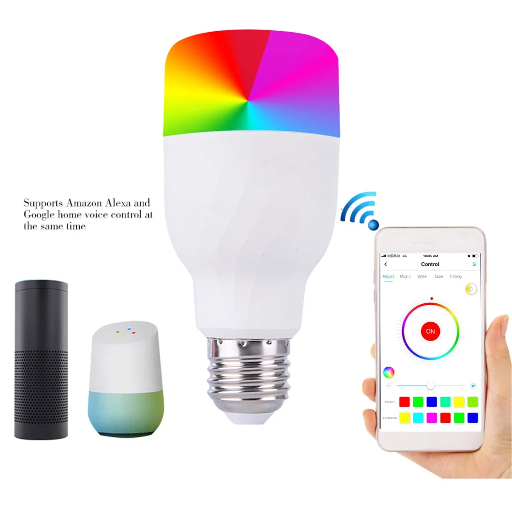 

Wifi Smart Bulb Rgb Full Color Bulb Bulb Amazon Alexa Voice Remote Control Dimming E27 E26 b22 Light Bombilla Luminaria Lampada