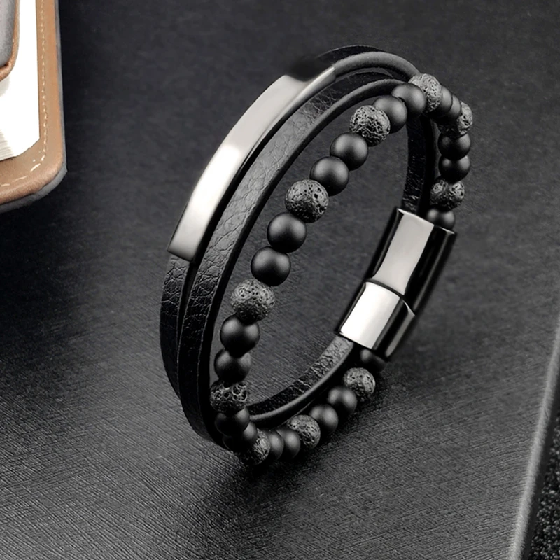 2020 Bohemian Charm Bracelet Bangle Leather Beaded Mens Chakra Tiger Eye Bracelet For Men Women Stainless Accessories Braclet - Image 3