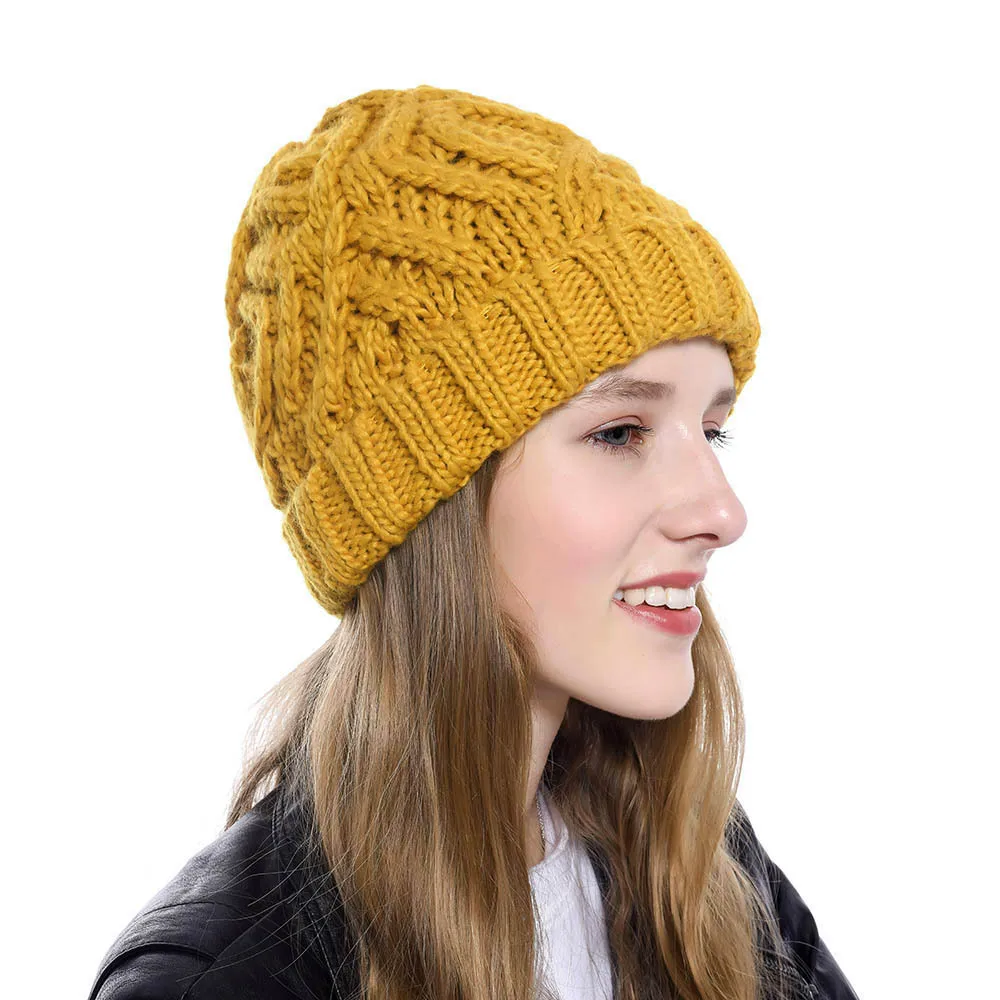 

Fashion Winter Hats Men Women Solid Color Soft Warm Knitted Bonnet Hat Caps Unisex Double Layer Fabric Cap