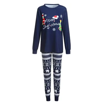 

Christmas Lady Mom Cartoon Letter Print Top+Deer Pants Family Clothes Pajamas