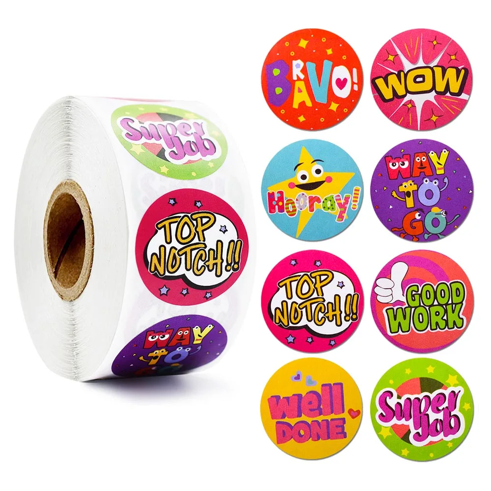 

500 pcs/roll cartoon animals stickers scrapbooking for notebook teacher student reward sticker stationery cute sticker kids