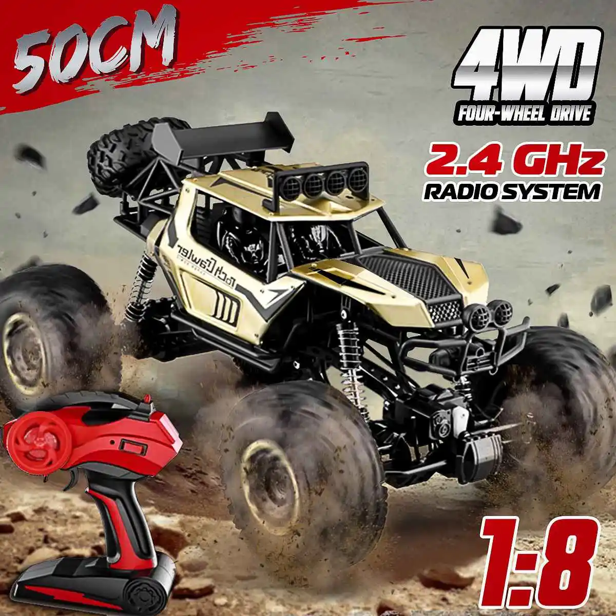 

1/8 RC Car 4WD Remote Control High Speed Climbing Car 2.4Ghz RC Toys Crawler Truck Bigfoot Car Off-Road Toys For Boys Kid's Gift