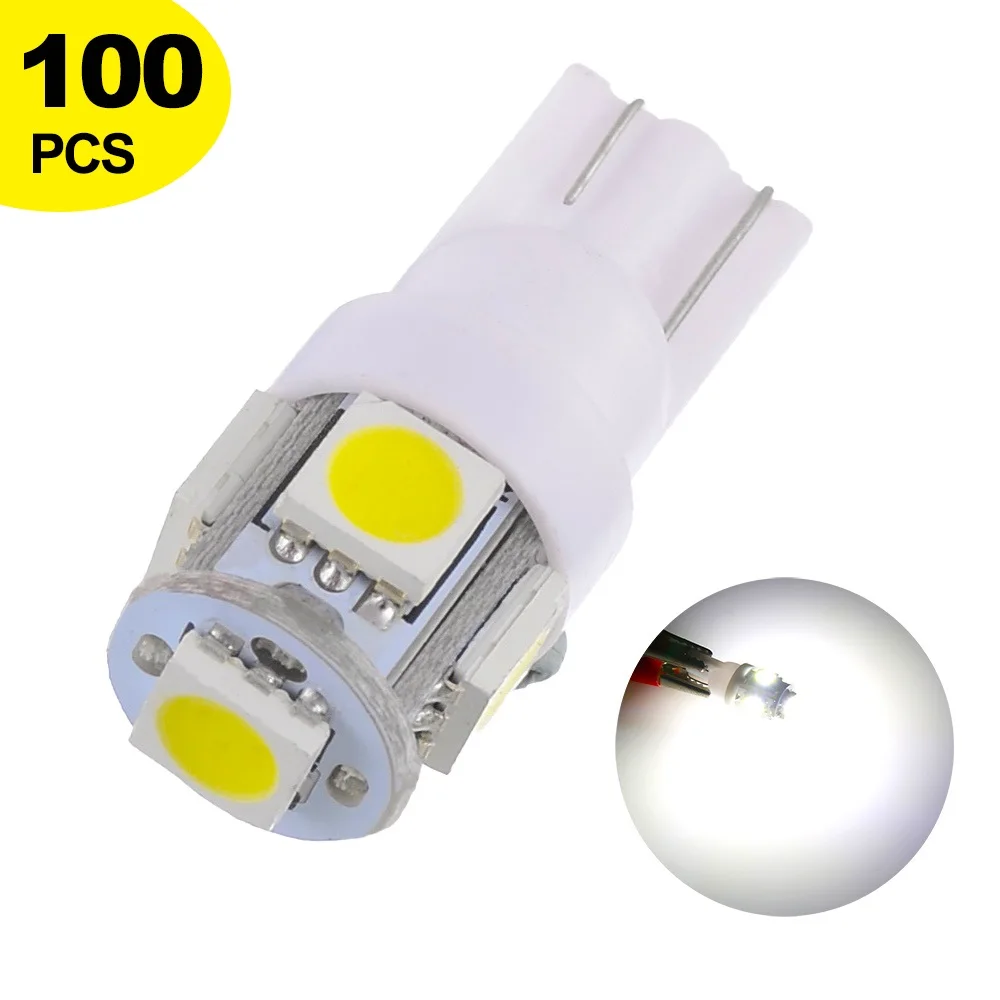 100 шт. Led W5W T10 Светодиодные лампочки 5050 SMD авто клиновидная лампа для Renault Duster Megane 2 3