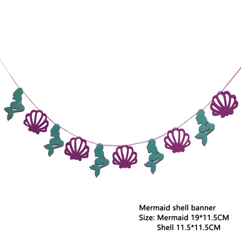 Mermaid Shell Banner Вечерние принадлежности Русалочки, декоративный баннер с воздушным шаром, сувениры для вечеринки ко дню рождения, детские украшения для вечеринок на день рождения - Цвет: Mermaid Shell Banner