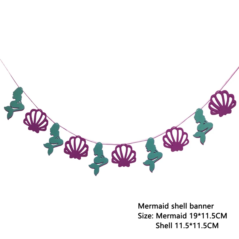 Вечерние принадлежности Русалочки, декоративный баннер с воздушным шаром, сувениры для вечеринки ко дню рождения, детские украшения для вечеринок на день рождения - Цвет: Mermaid Shell Banner