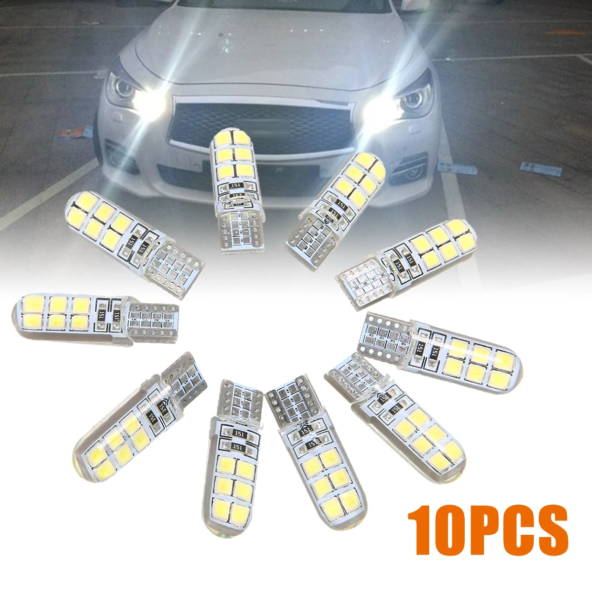 10 шт. светодиодный T10 2835 COB 12SMD фонарь для парковки авто Клинообразная лампа CANBUS