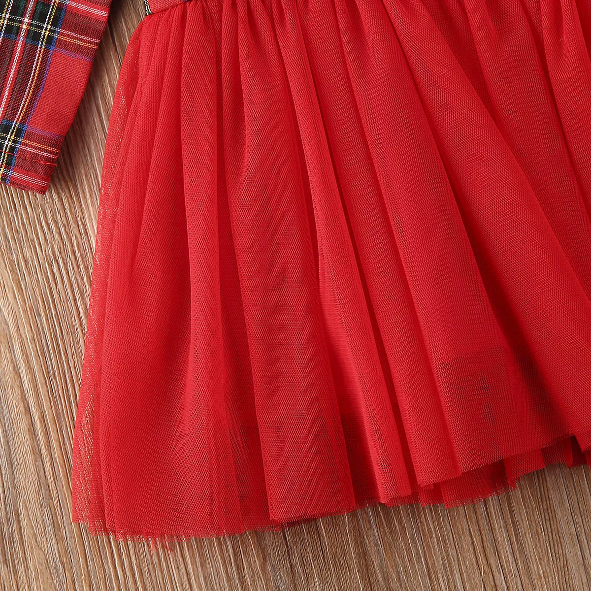 New Toddler Baby Girl Christmas Clothes Plaid Long Sleeve Tutu Dress+Headband Set
