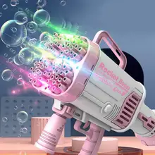 Pistolet à bulles électrique Gatlin, 64 trous, Machine à bulles de savon, bulles magiques avec lumière pour salle de bains, jouets d'extérieur, cadeaux