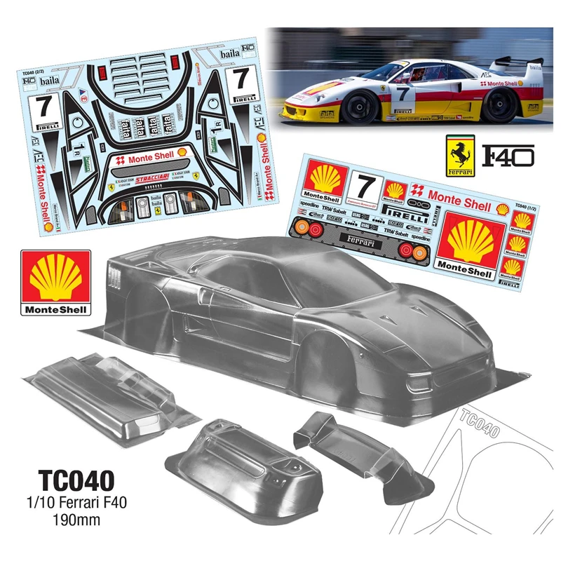 Tc040 1/10 Ferrari F40 Body , 190mm 