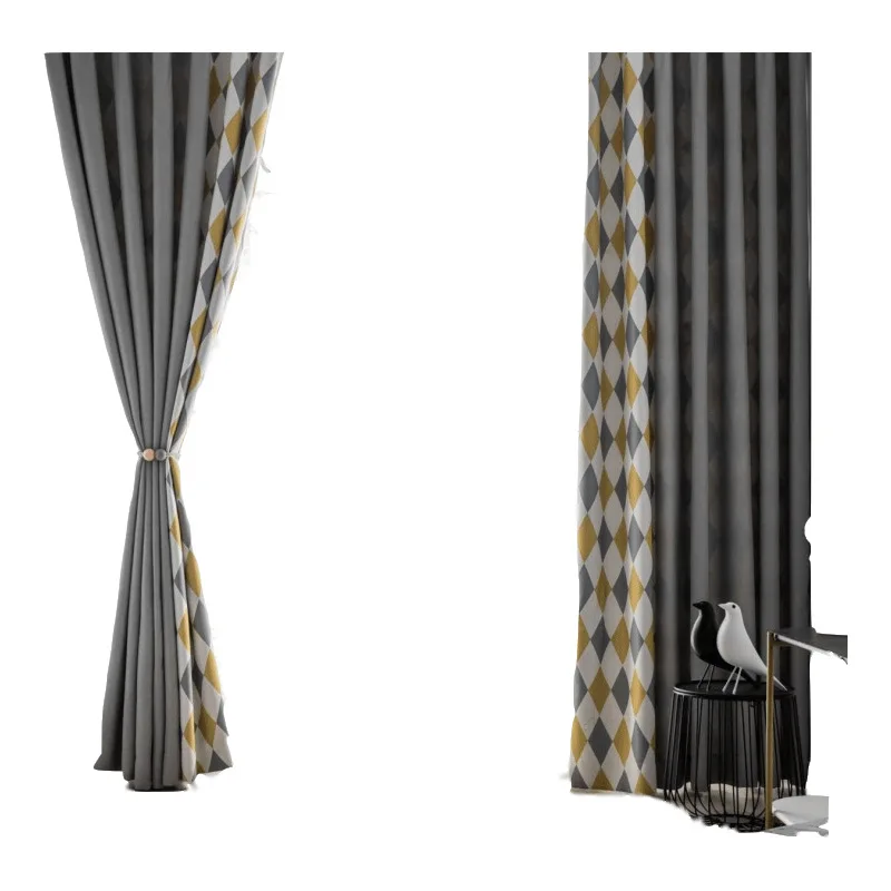 

Simple Modern Nordic Splicing Geometry Shading Curtains for Living Dining Room Bedroom.