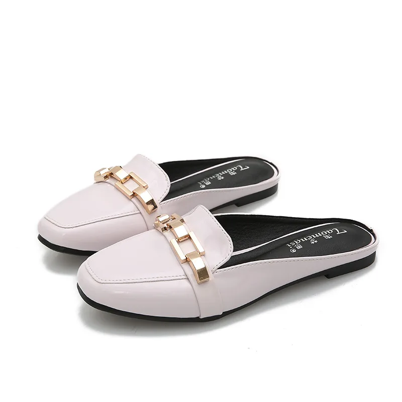 

Leather Shoes Woman Slippers Summer Sandals Mules Shoes Women Ladies Slippers Korean Style Designer Slippers Women Luxury 2020