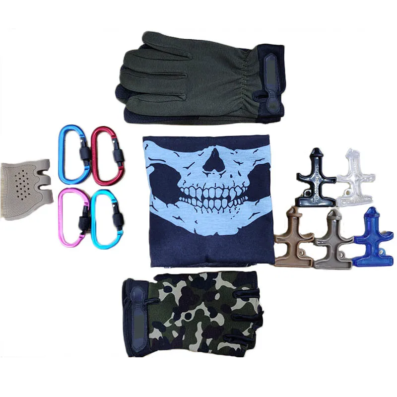 

Tactical Gifts Hunting Gloves Outdoor Bicycle Scarf Face Mask Gun Holster Cover Keychain Climbing Button Carabiner Ship Randomly