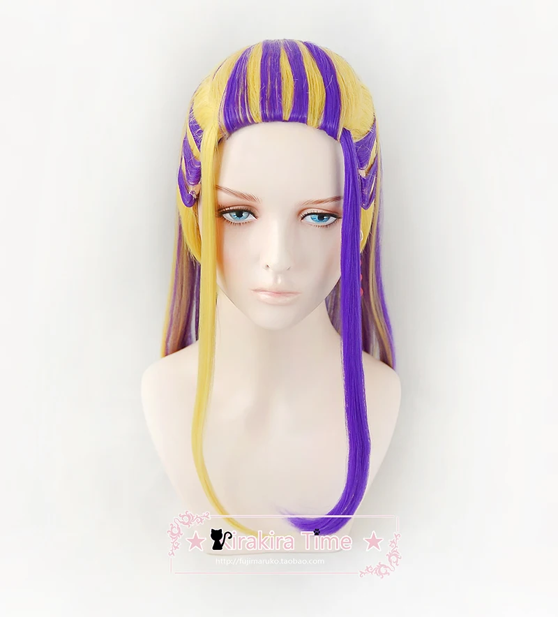 Wakasa Imaushi Wig Anime Tokyo Revengers Senju Cosplay Waka Golden Purple Highlights Hair Earrings Heat Resistant Wig + Wig Cap Women's Costumes