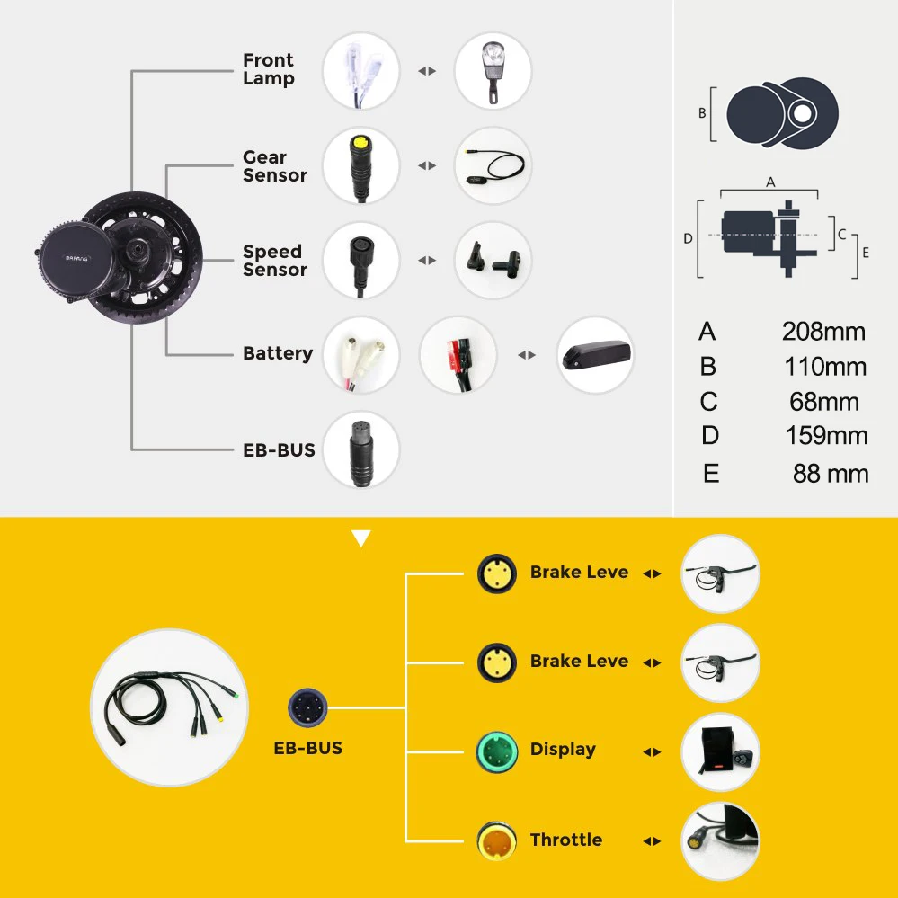 US $405.00 Bafang Motor BBS02B 750W 48V 8FUN BBS02 Bafang Mid Drive Motor Electric Bike Ebike Conversion Kit With C965 DPC18 Display