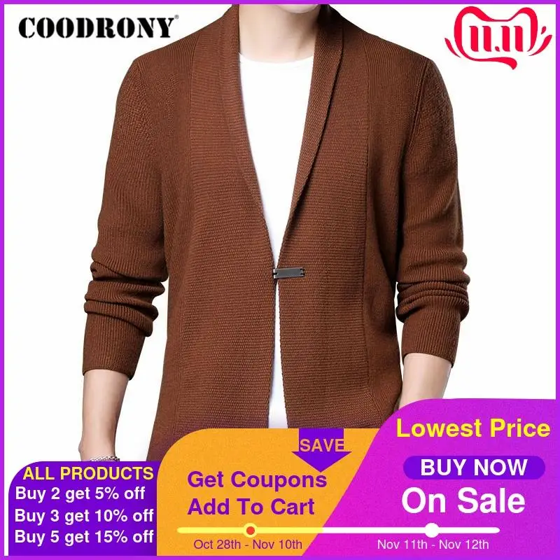 

COODRONY Brand Cardigan Men Clothing 2020 Autumn Winter Streetwear Fashion Sweater Men Thick Warm Knitted Wool Sweatercoat C1161