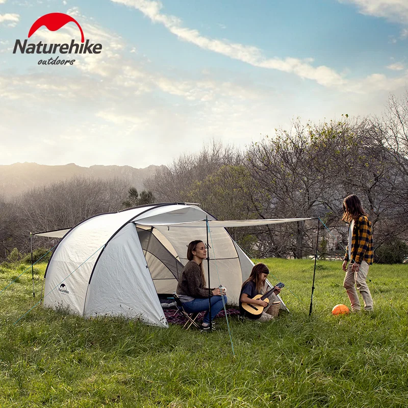 Палатка Naturehike туристическая на 3 человек большая двухсторонняя с серебристым