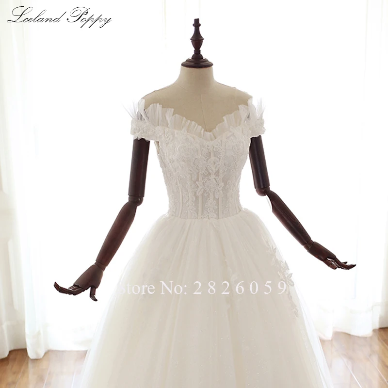 Vestido de Noiva женские трапециевидные тюлевые Свадебные платья с открытыми плечами длиной до пола аппликации свадебное платье с украшением из бусин