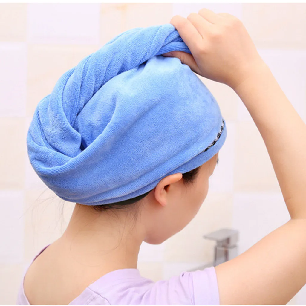 Микрофибра банное полотенце для волос быстросохнущее дамское банное полотенце Мягкая шапочка для душа шапка для мужчин и женщин тюрбан повязка на голову инструменты для купания