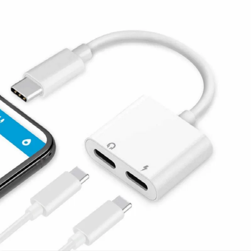 Двойной USB Тип C разветвитель DAC 2 в 1 аудио для быстрой зарядки на борту самолета Type