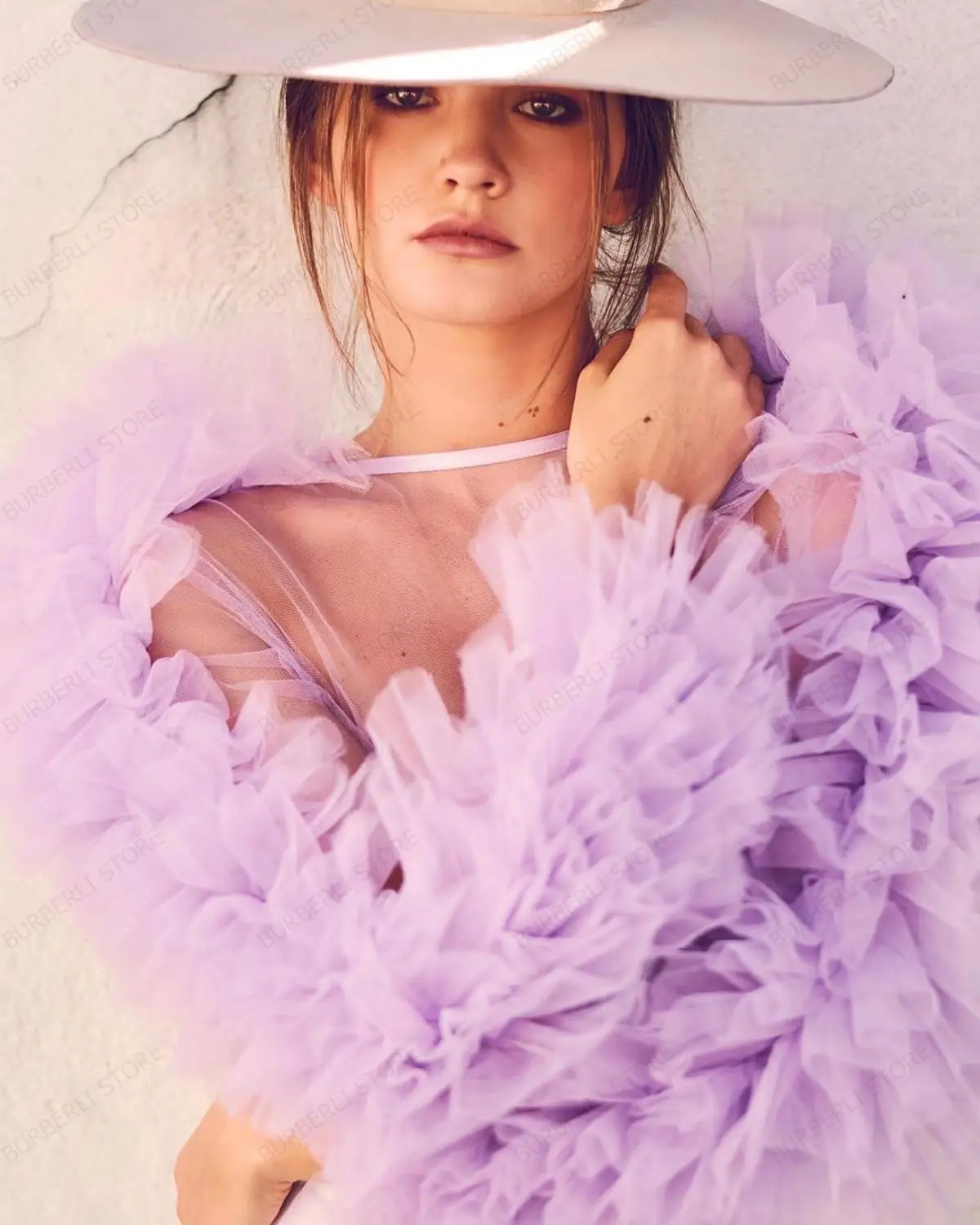 Cute Purple Tulle Tops Girls Puffy Sheer See
