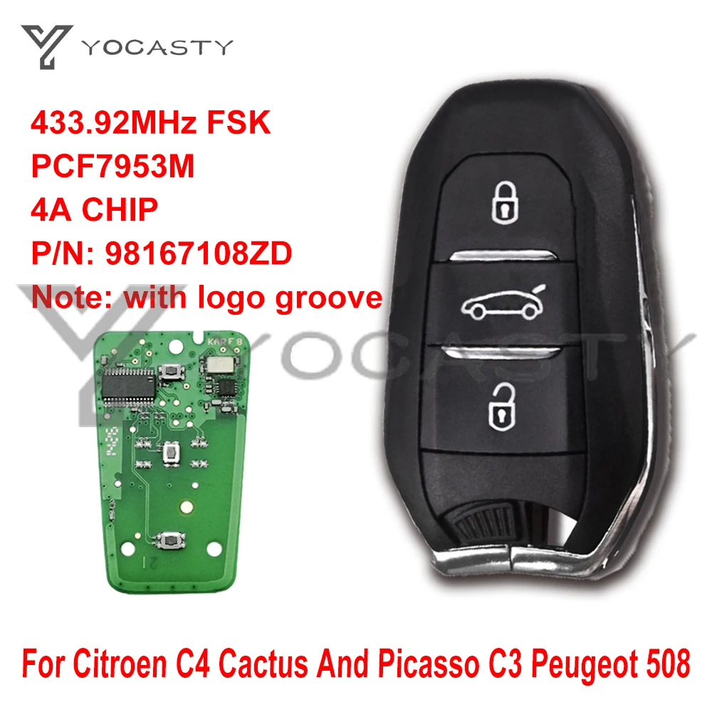 Yocпластика с 3 кнопками чип PCF7953M 4A полная смарт-карта замена автомобильного ключа