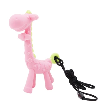 

1Pcs Soft Food Grade Silicone Baby Teether Pink Giraffe Shaped Teether for Infant Dental Care Toothbrush Training Baby Care