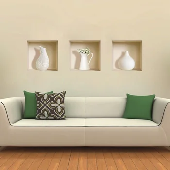 

Set of 3 Art Magic White Vase Murals Removable Wall Sticker Decals DIY for Living Room Bedroom Sofa Home Decor